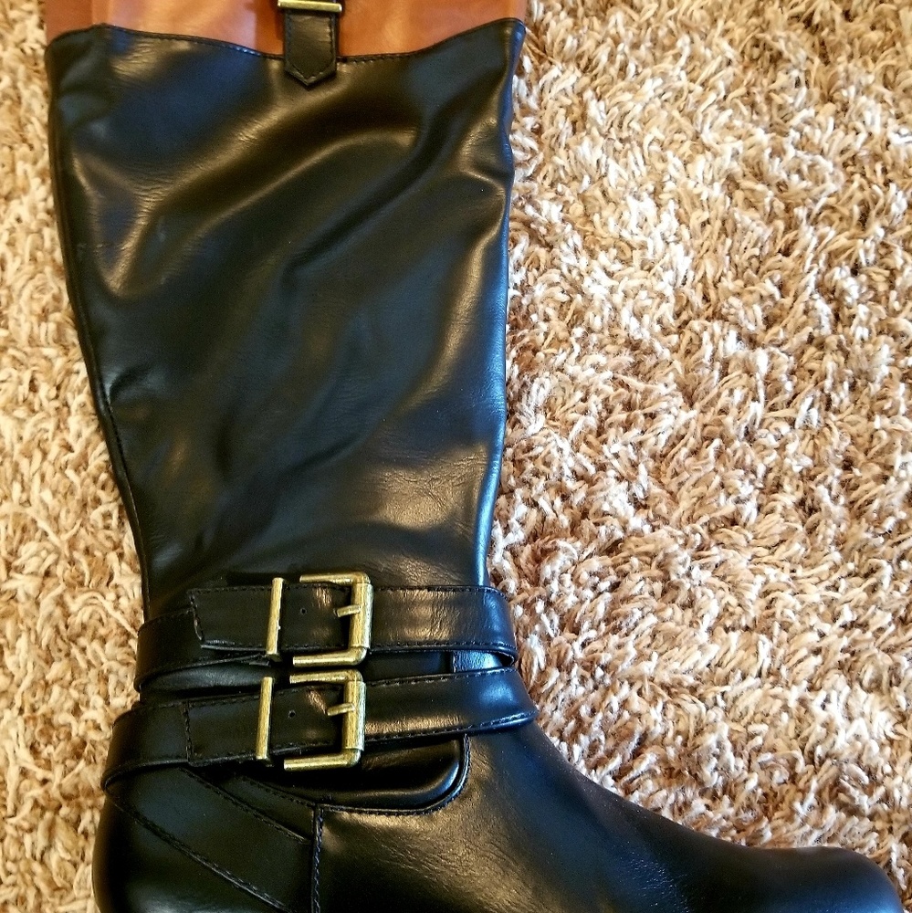 New black and brown calf boots